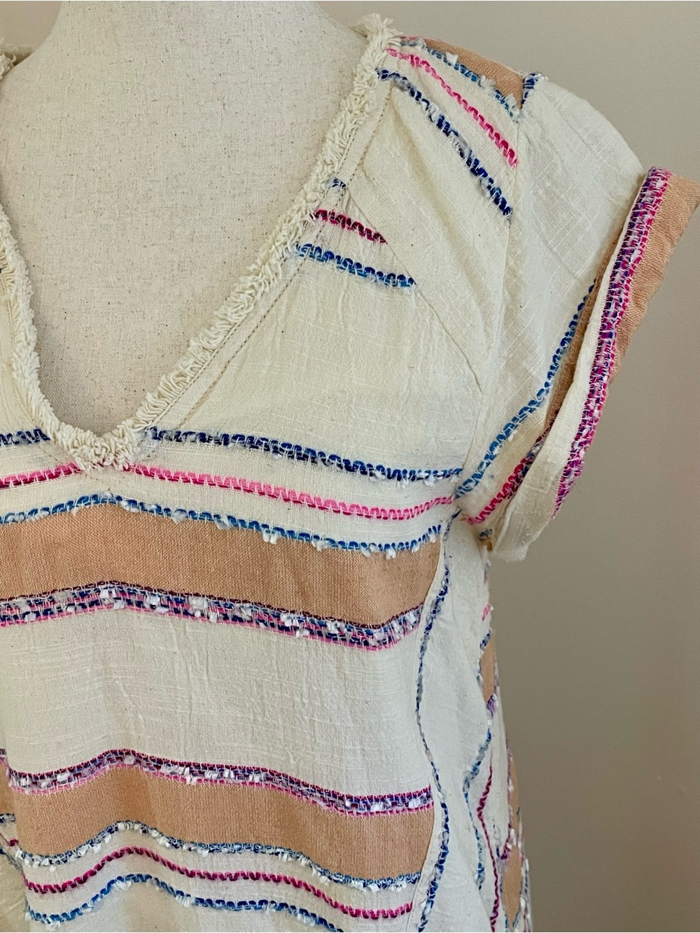 Holding Horses Anthropologie Elira Striped Dress Small Petite Boho Fringe - Picture 2 of 8